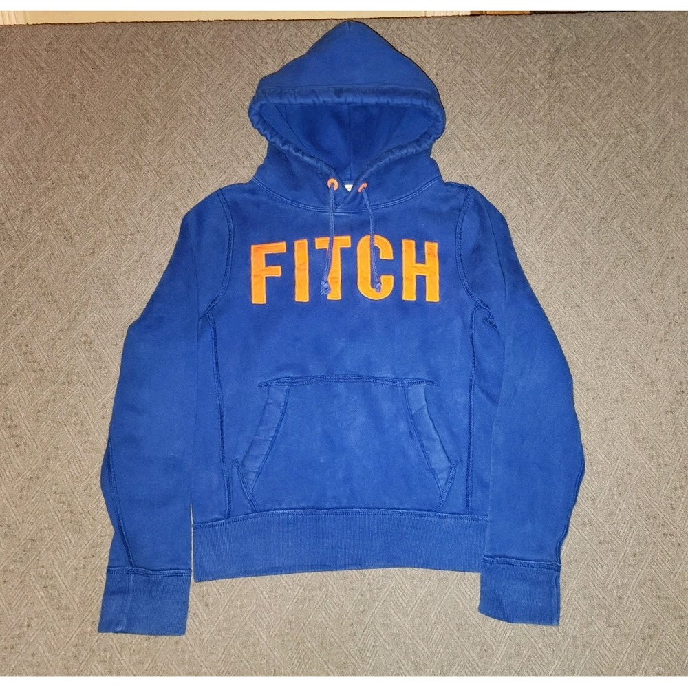 Vintage Abercrombie & Fitch Hoodie Mens Medium Blue Pullover Fitch Muscle Y2K